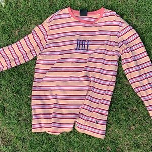 pink striped HUF long sleeve tee